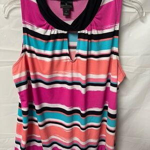 Worthington Women's Pink and Orange Striped Tank Top